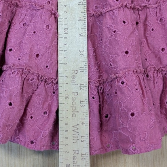 American Eagle Womens Pink Eyelet Tiered Mini Skirt Medium Coquette Dainty - Picture 6 of 7